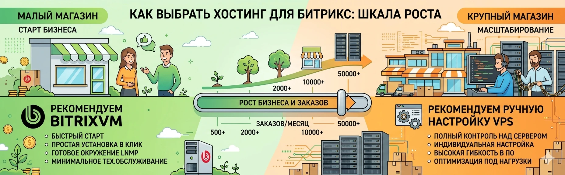 Когда использовать BitrixVM для интернет-магазина — шкала принятия решения
