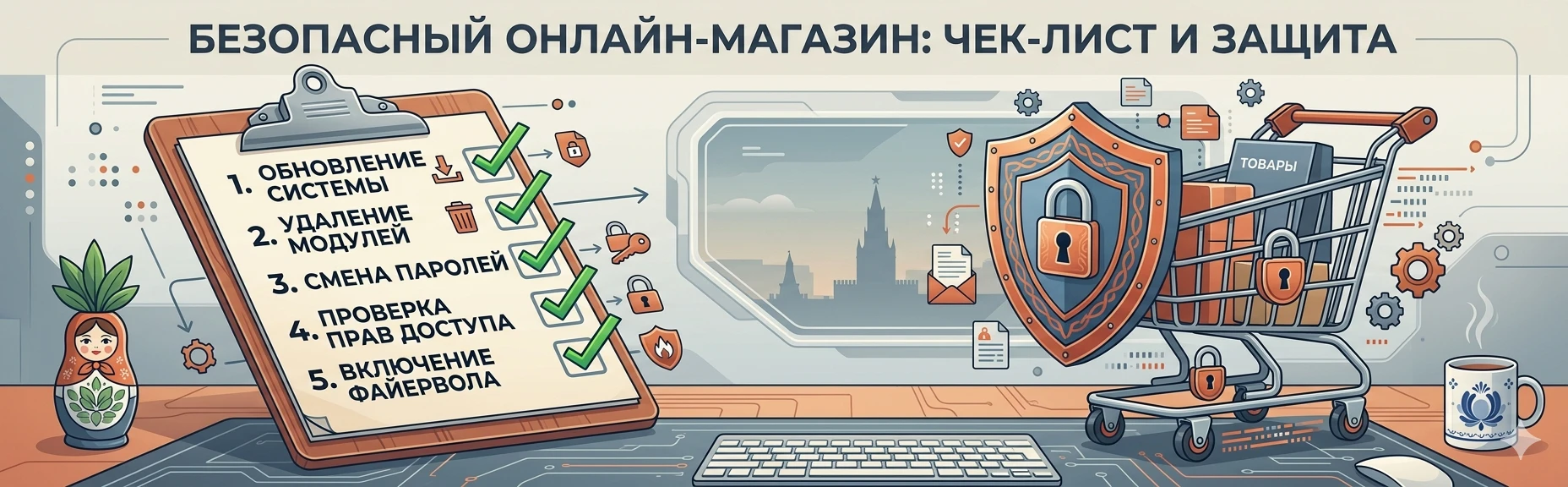 Чек-лист по закрытию уязвимостей Битрикс на экране ноутбука