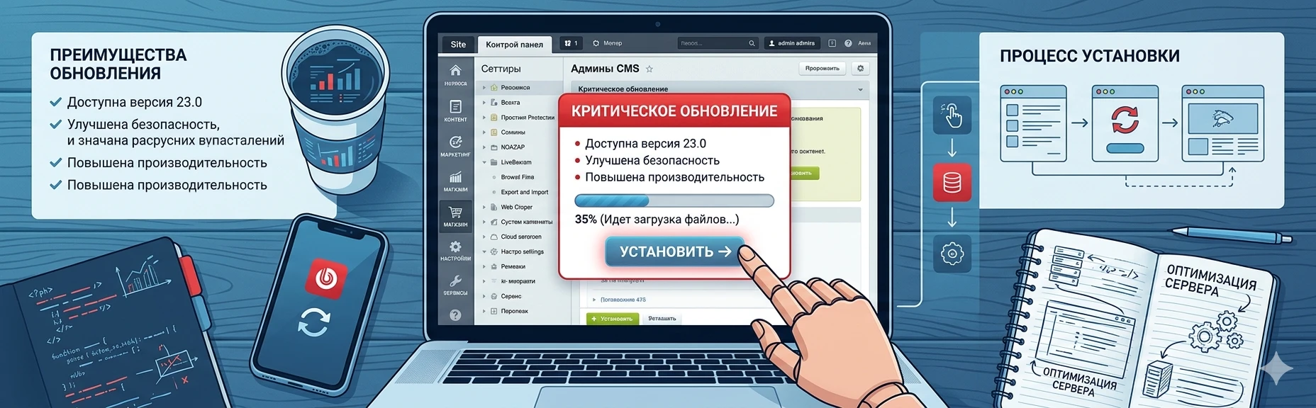 Установка обновления безопасности на Битрикс через административную панель