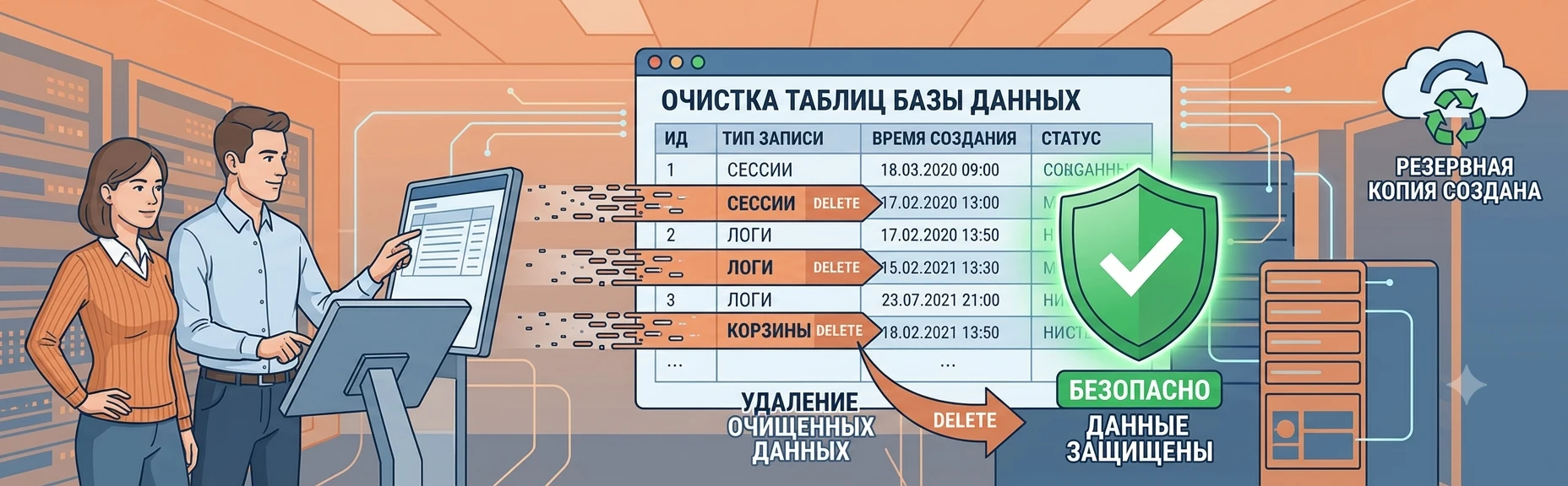 Очистка MySQL Битрикс — безопасное удаление старых сессий и логов